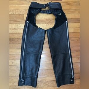 Harley-Davidson Women’s Black Leather Zipper Chaps Lace Up size medium